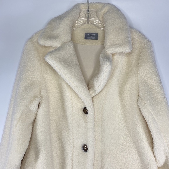 Masseys Cream Button Up Sherpa Jacket Size Small - Picture 2 of 10